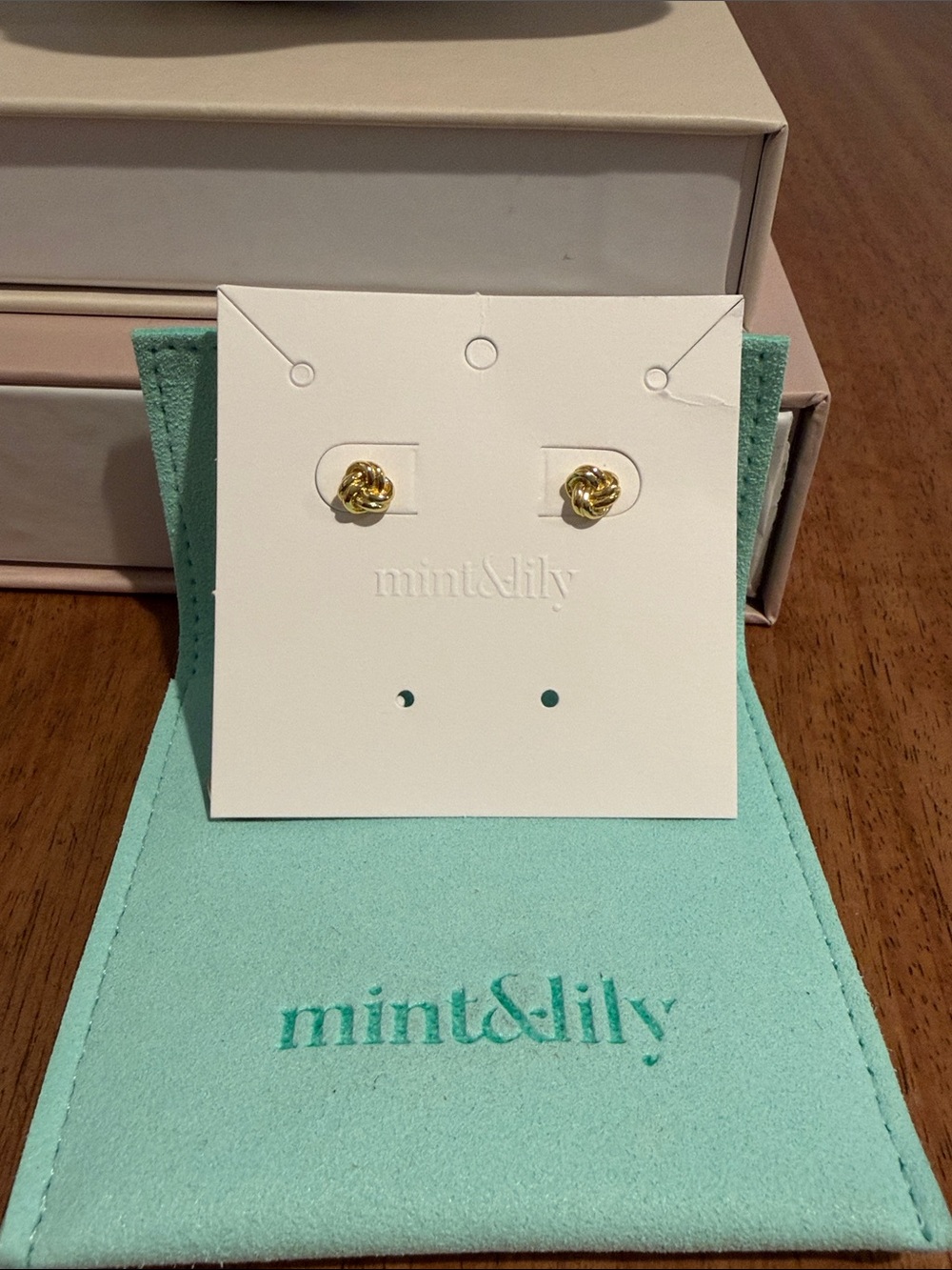 Mint & Lily Love Knot Stud Earrings- 18k Gold Plated